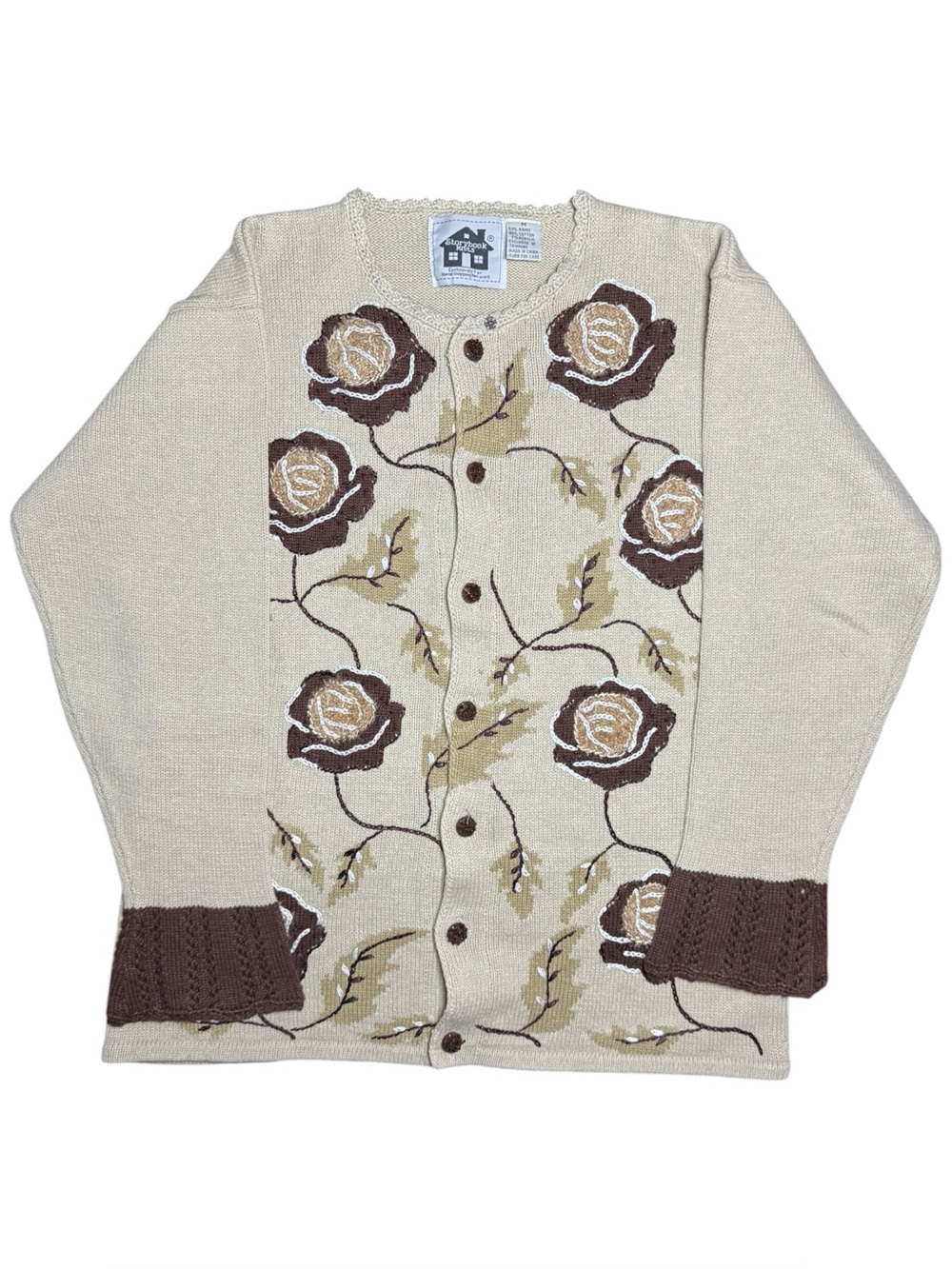 Storybook Knits Shadow Roses Embellished Knit Fall Cardigan